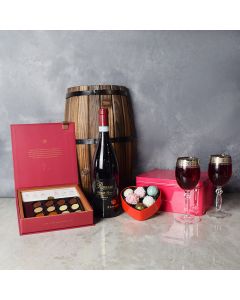 Rouge Hill Valentine’s Day Wine Basket, wine gift baskets, floral gift baskets, Valentine's Day gifts, gift baskets, romance

