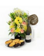 Joyful Sunrise Mixed Bouquet & Wine Gift