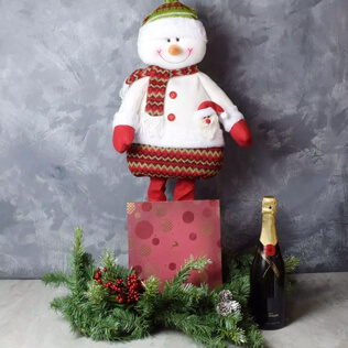Snowman & Gourmet Chocolates With Champagne Gift Set Maine